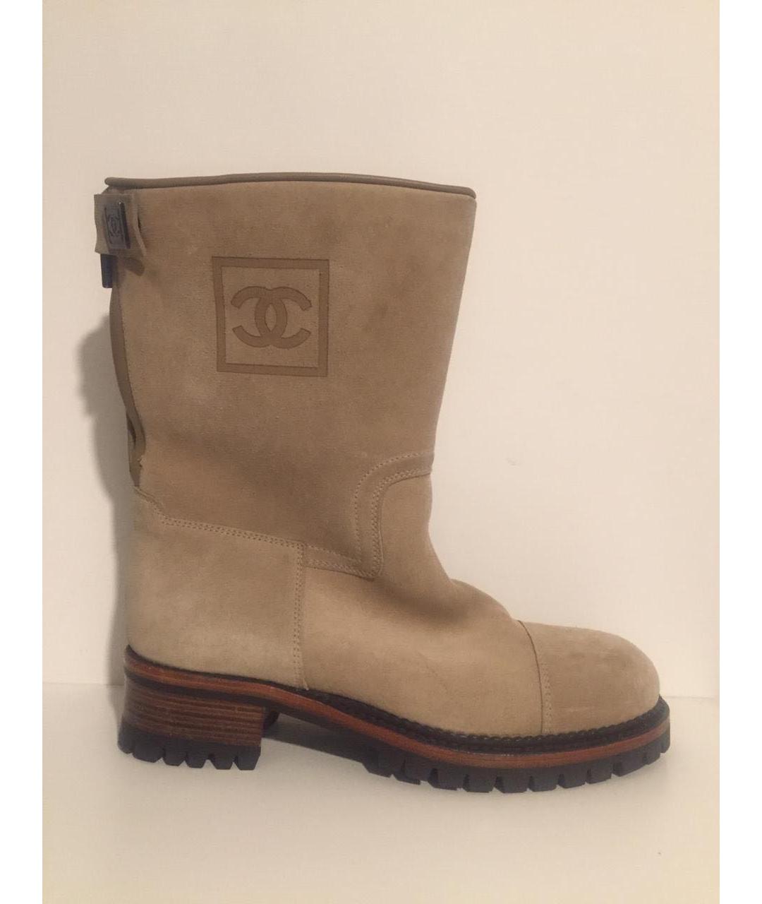 CHANEL Бежевые замшевые полусапоги, фото 6