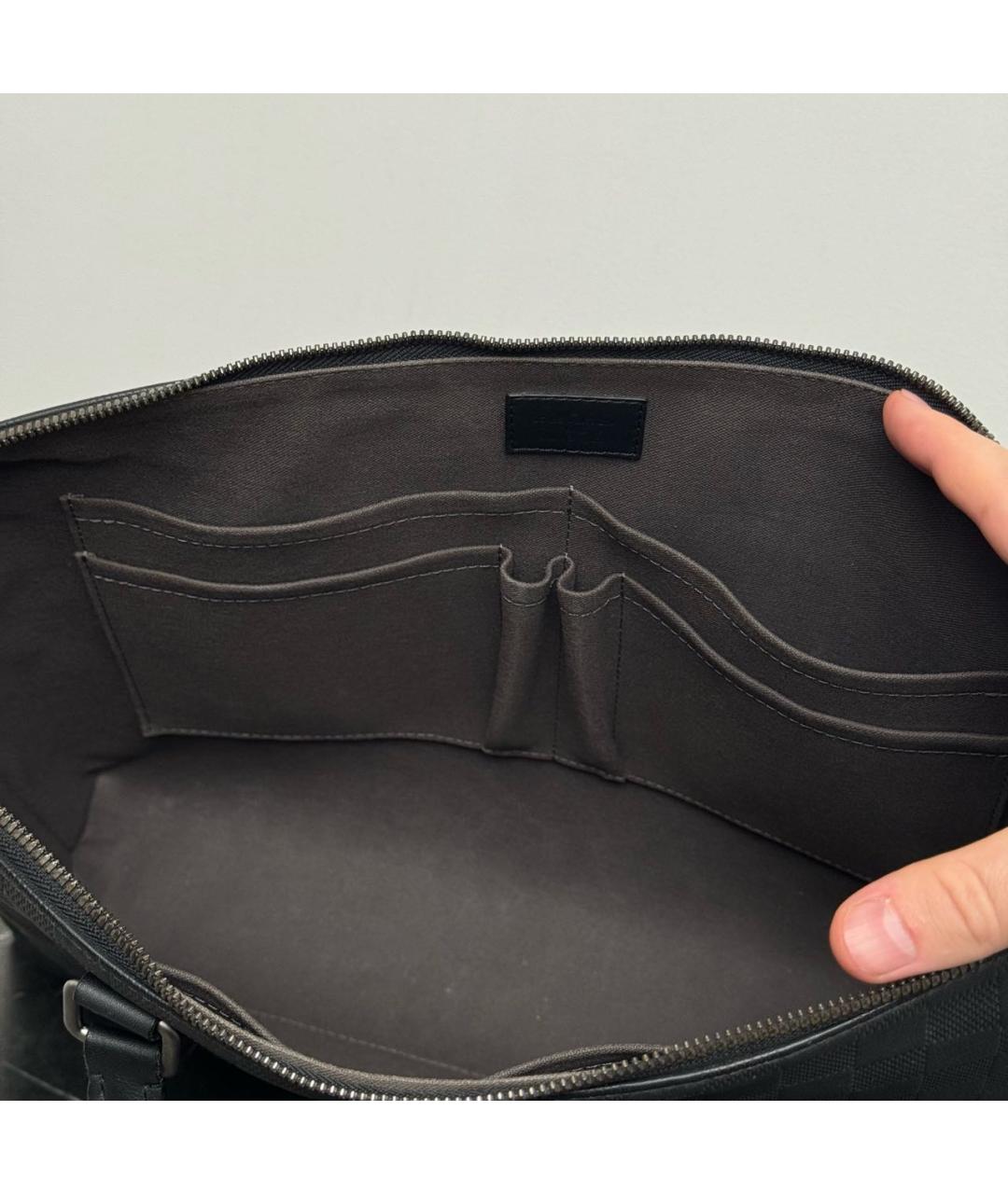 LOUIS VUITTON Антрацитовый кожаный портфель, фото 8