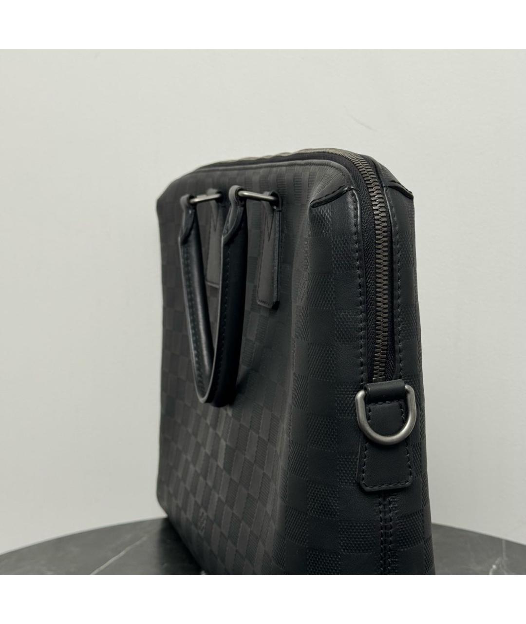 LOUIS VUITTON Антрацитовый кожаный портфель, фото 2