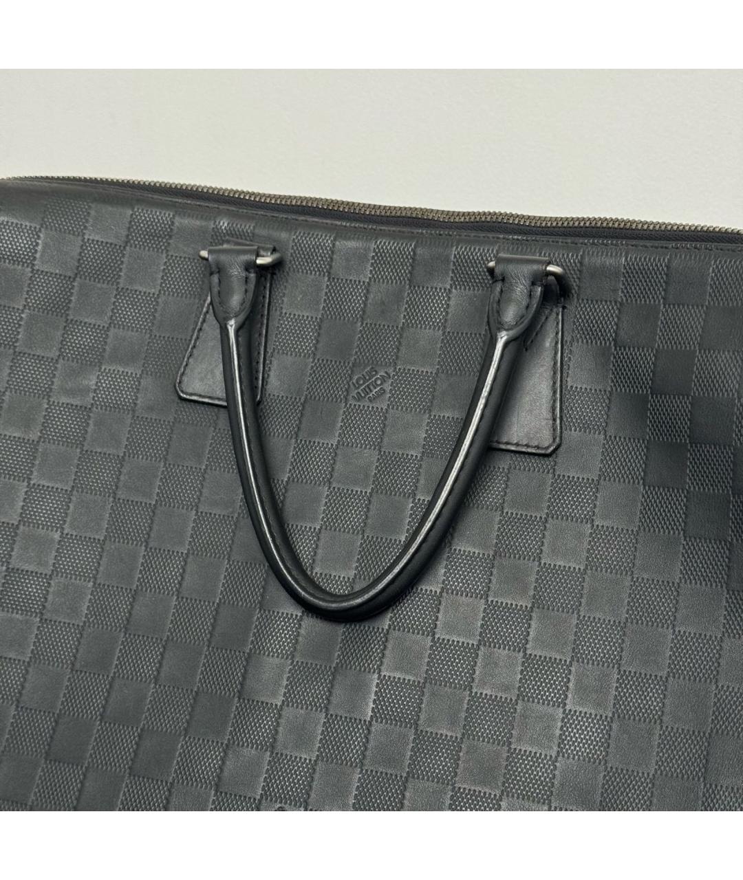 LOUIS VUITTON Антрацитовый кожаный портфель, фото 5