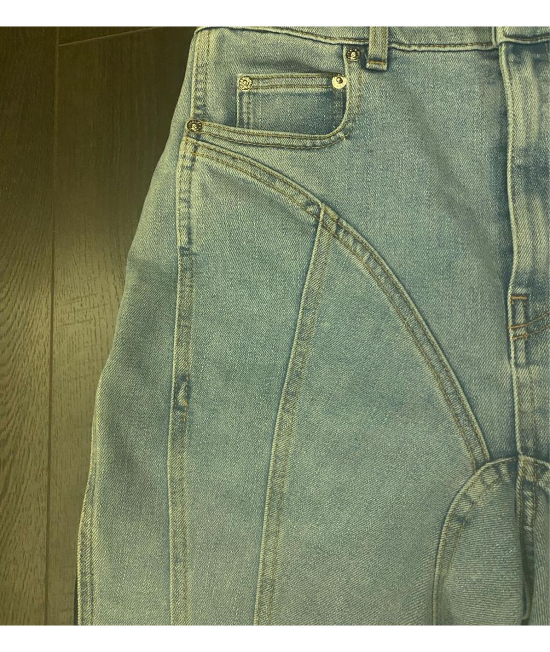 MUGLER Голубые хлопко-эластановые джинсы слим, фото 5