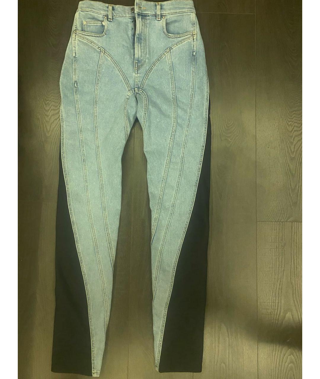 MUGLER Голубые хлопко-эластановые джинсы слим, фото 6