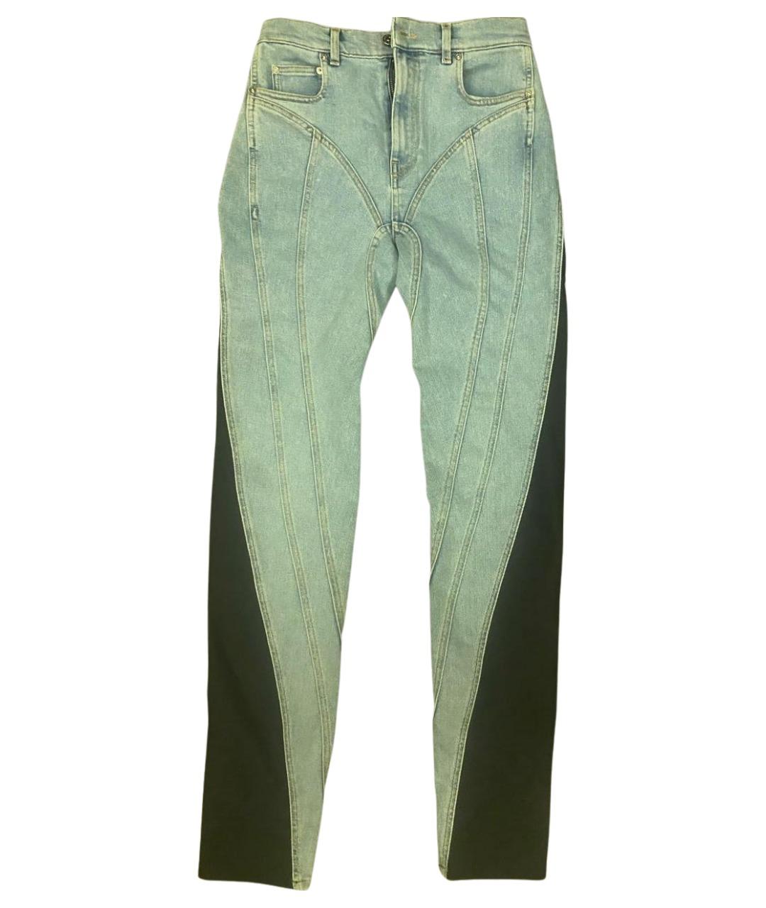 MUGLER Голубые хлопко-эластановые джинсы слим, фото 1