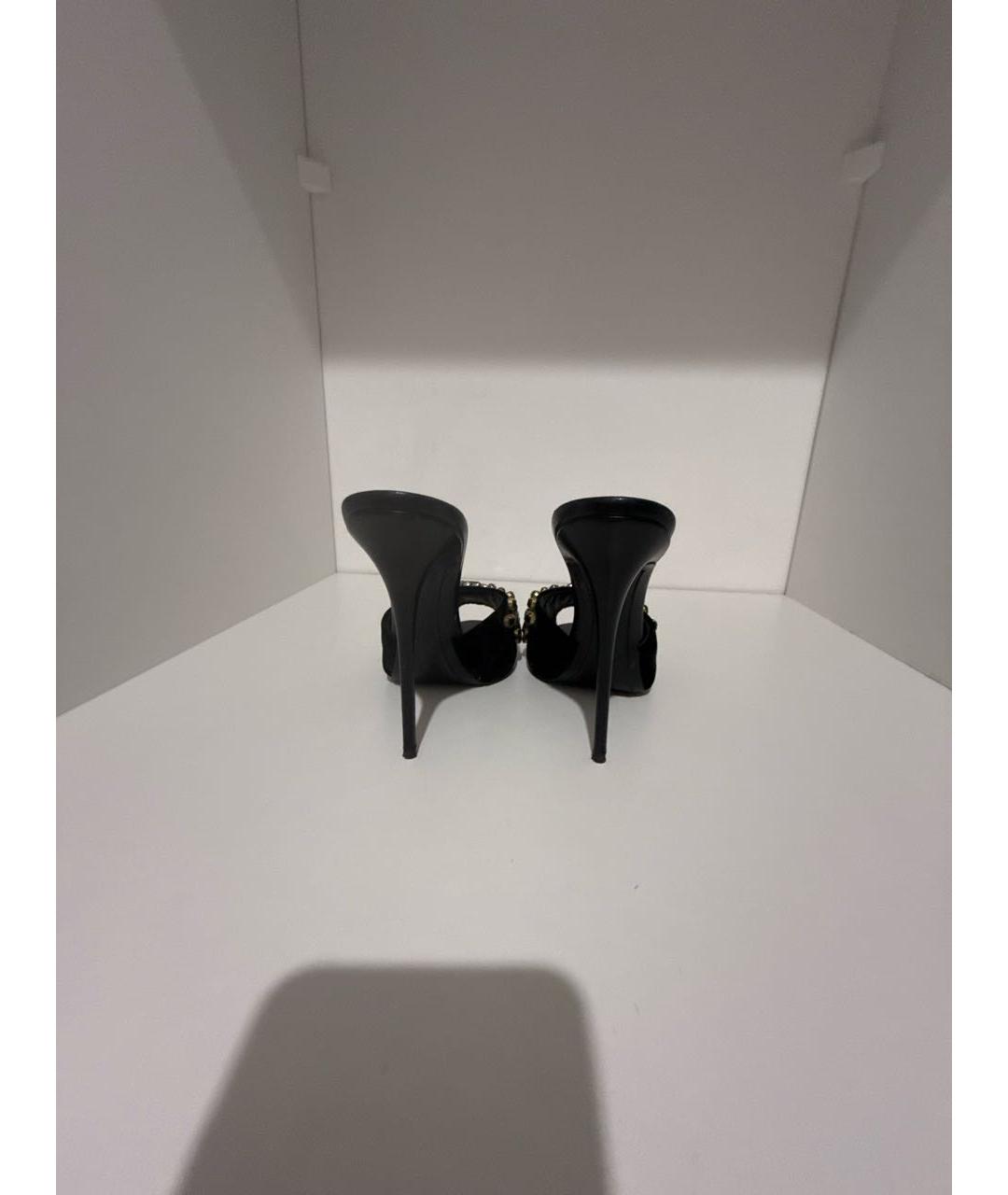 GIUSEPPE ZANOTTI DESIGN Черные бархатные мюли, фото 4