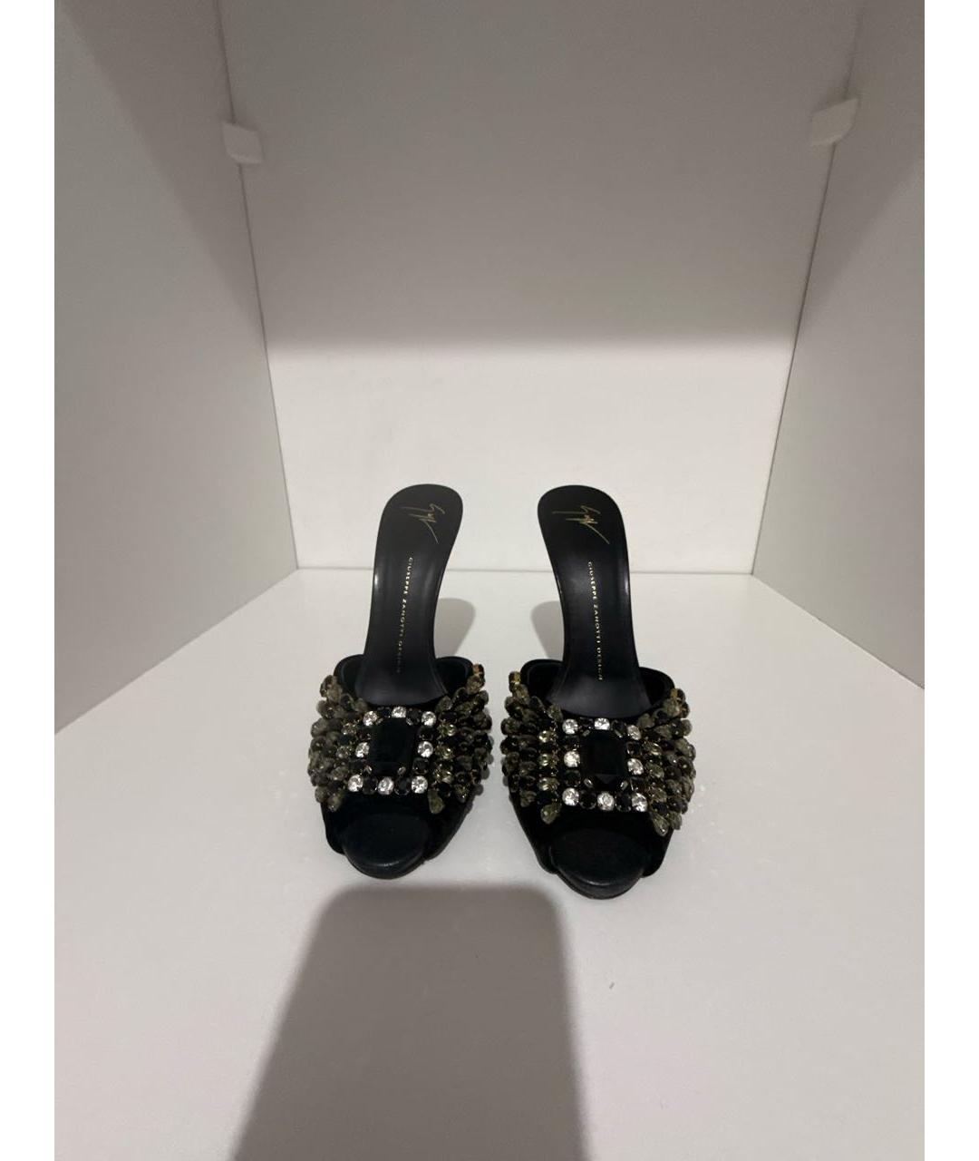 GIUSEPPE ZANOTTI DESIGN Черные бархатные мюли, фото 3