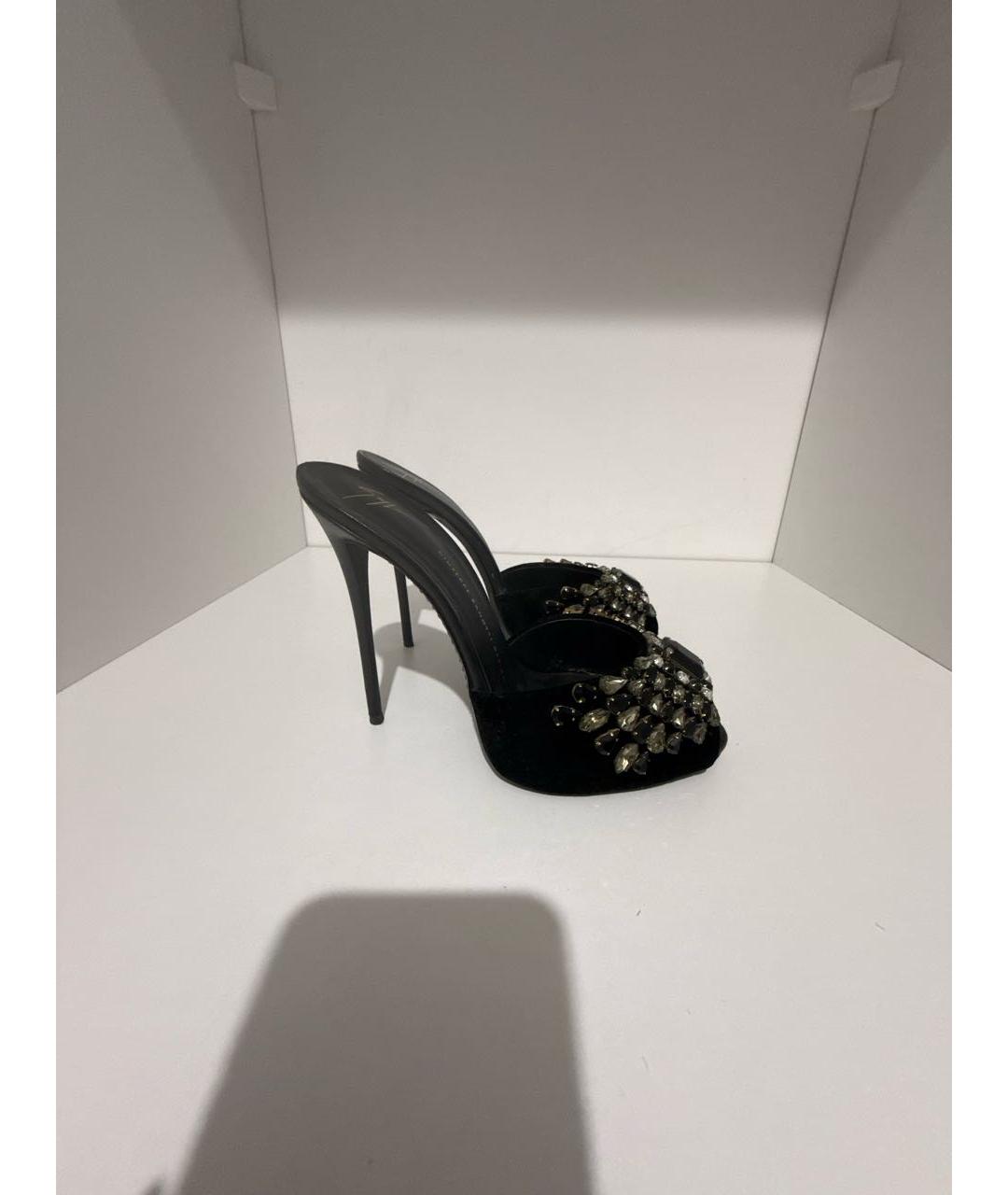 GIUSEPPE ZANOTTI DESIGN Черные бархатные мюли, фото 5