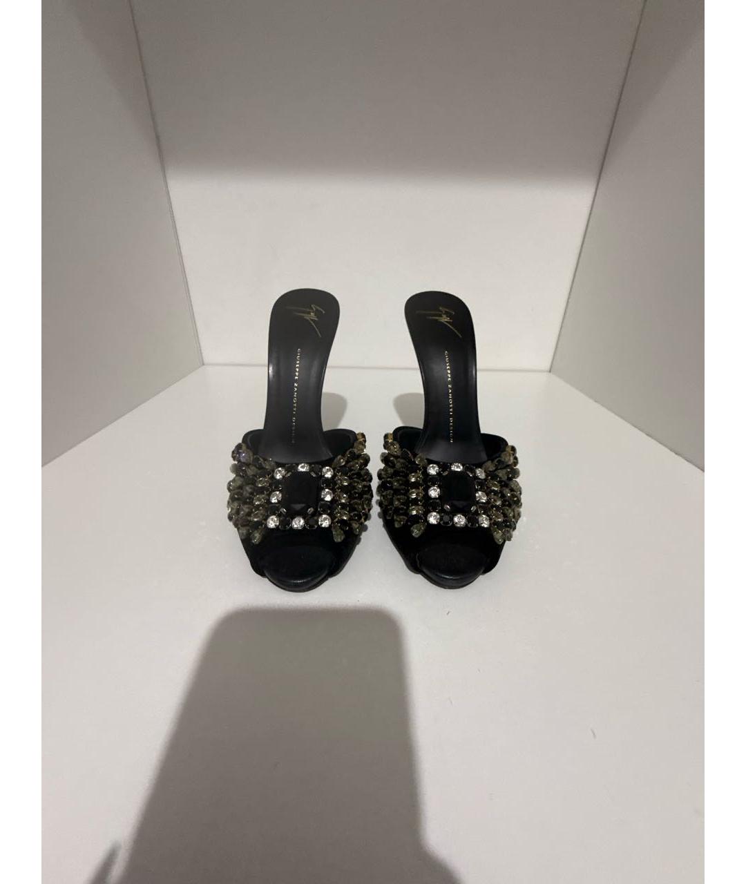 GIUSEPPE ZANOTTI DESIGN Черные бархатные мюли, фото 2