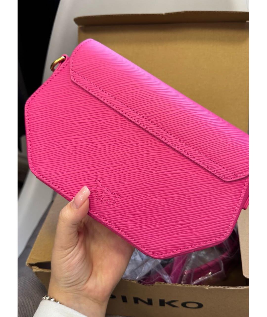 PINKO Фуксия кожаная сумка через плечо, фото 5