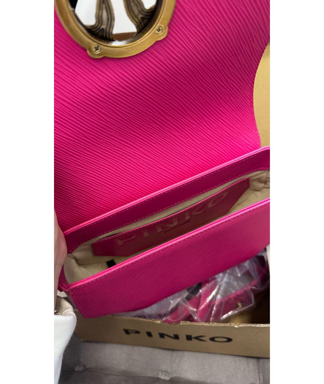 PINKO Фуксия кожаная сумка через плечо, фото 6