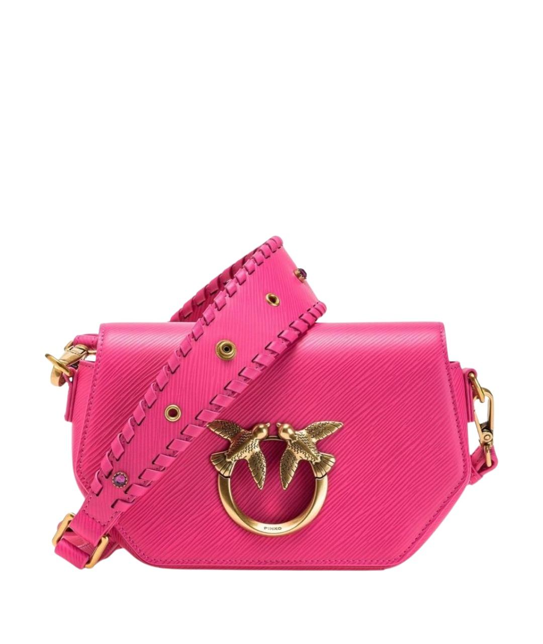 PINKO Фуксия кожаная сумка через плечо, фото 10