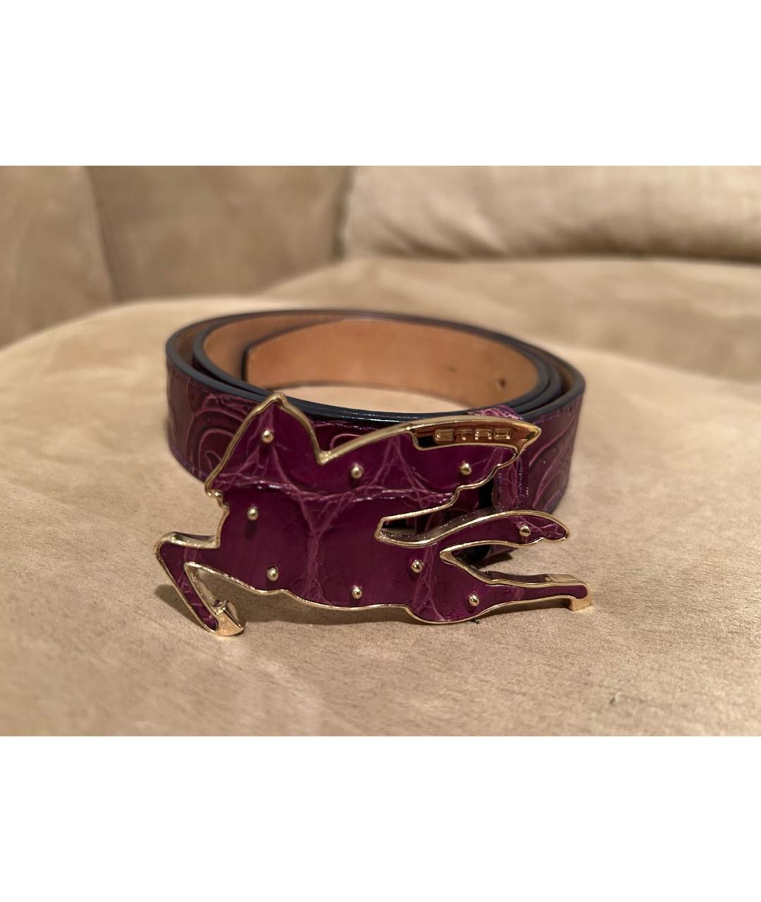 ETRO Фиолетовый кожаный ремень, фото 6