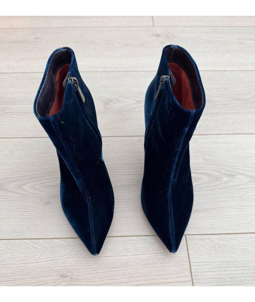 SANTONI Темно-синие бархатные ботильоны, фото 2