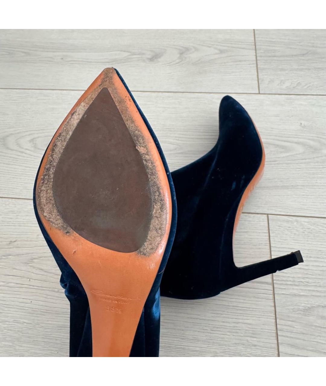 SANTONI Темно-синие бархатные ботильоны, фото 4