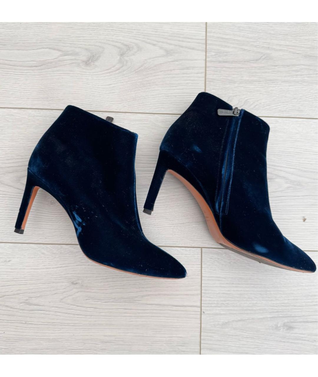 SANTONI Темно-синие бархатные ботильоны, фото 5