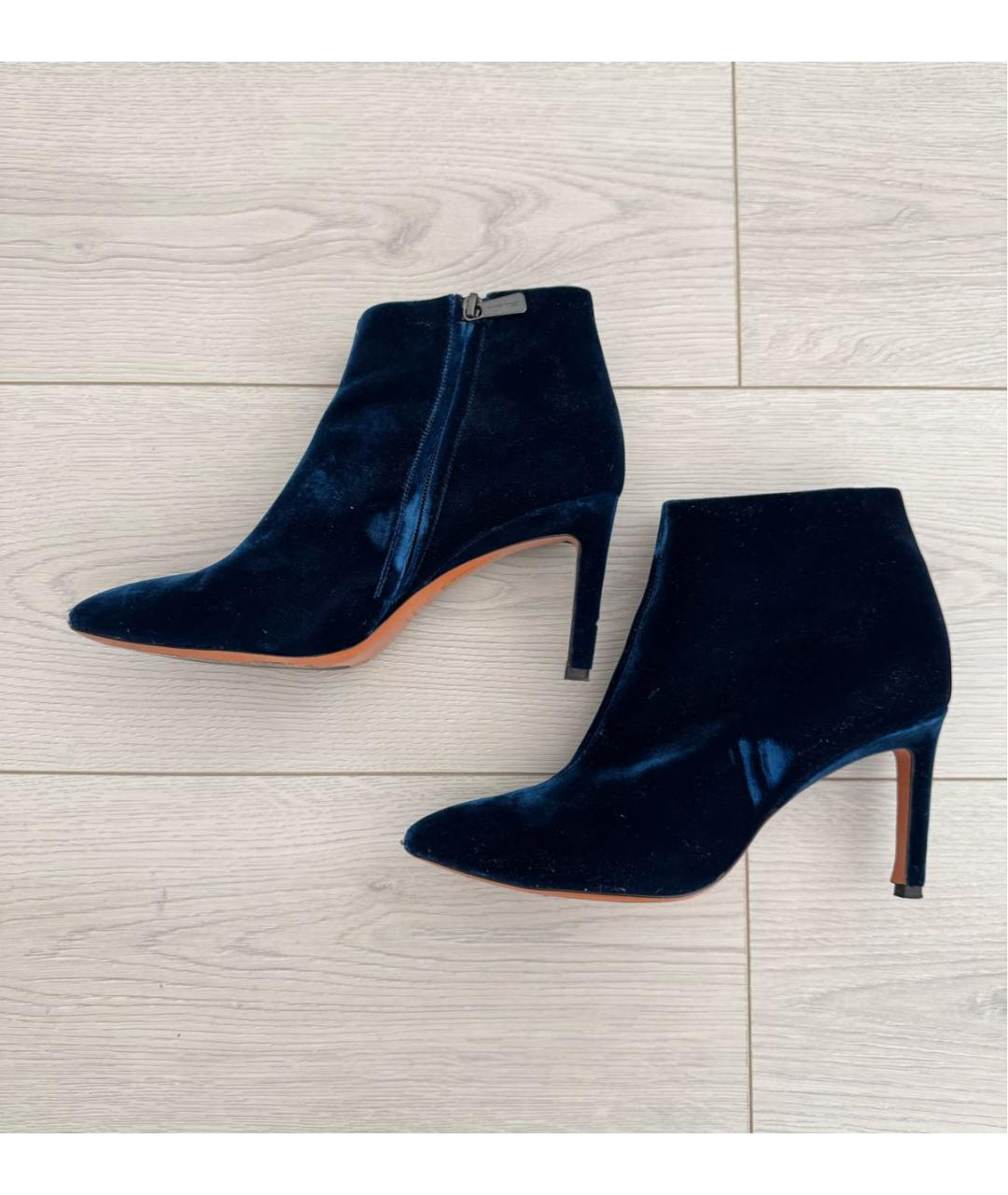 SANTONI Темно-синие бархатные ботильоны, фото 3