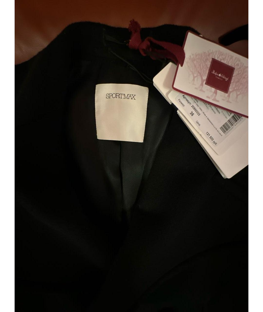 SPORTMAX Черное шерстяное пальто, фото 3