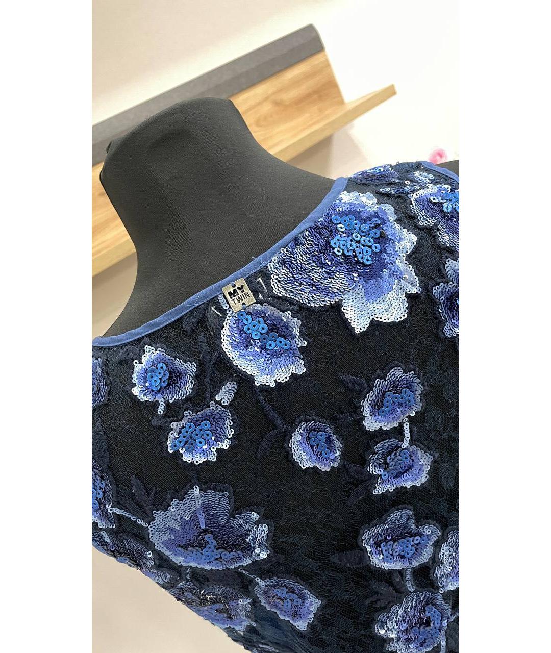 TWIN-SET Синее кружевное коктейльное платье, фото 4