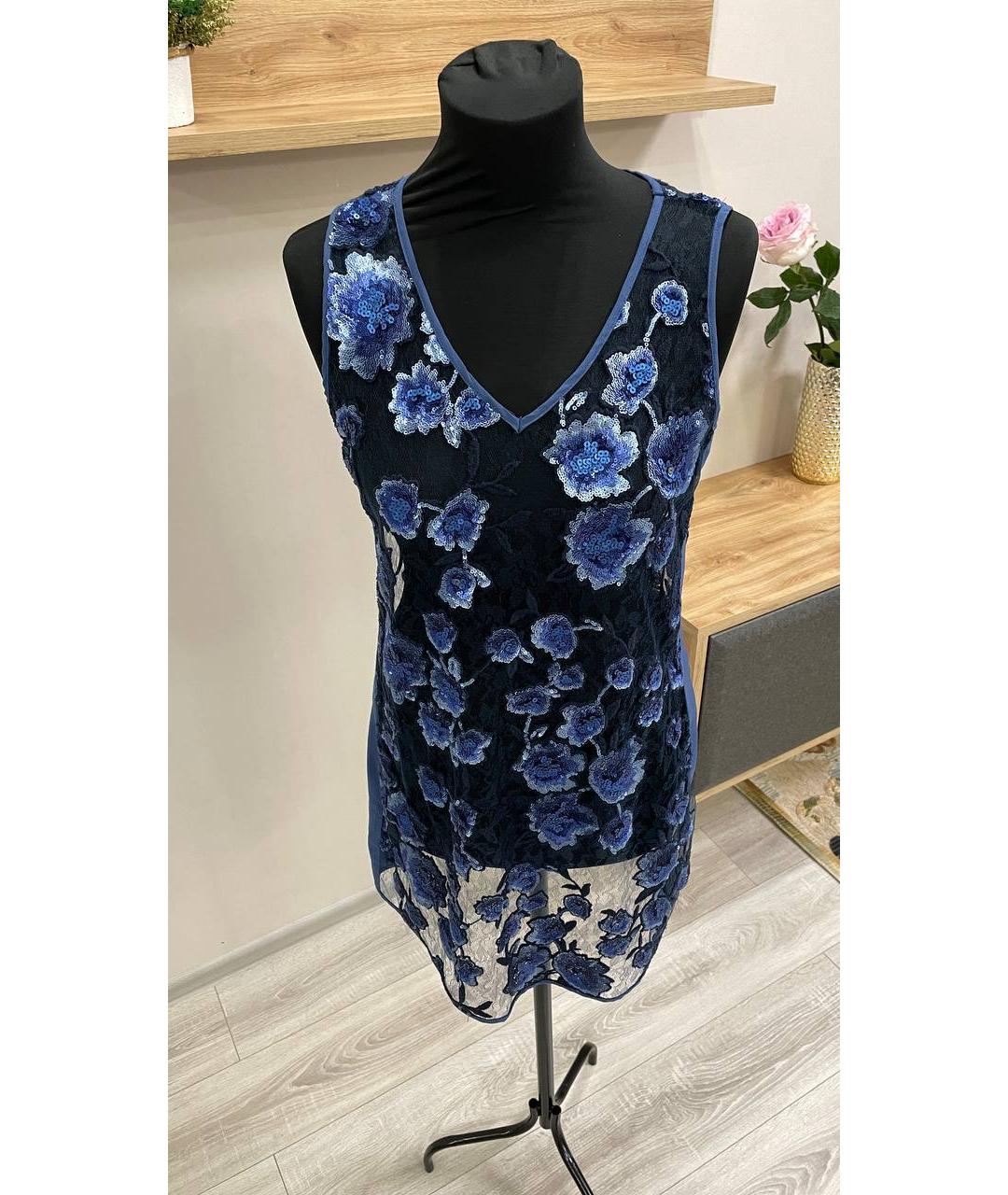 TWIN-SET Синее кружевное коктейльное платье, фото 7