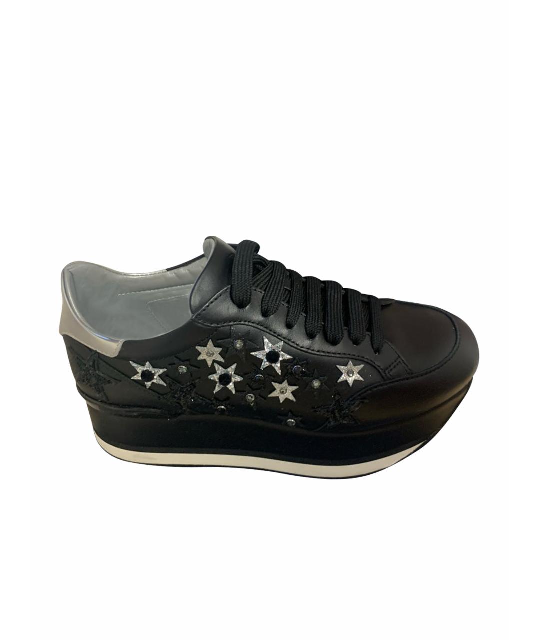 HOGAN Черные кожаные кеды, фото 1