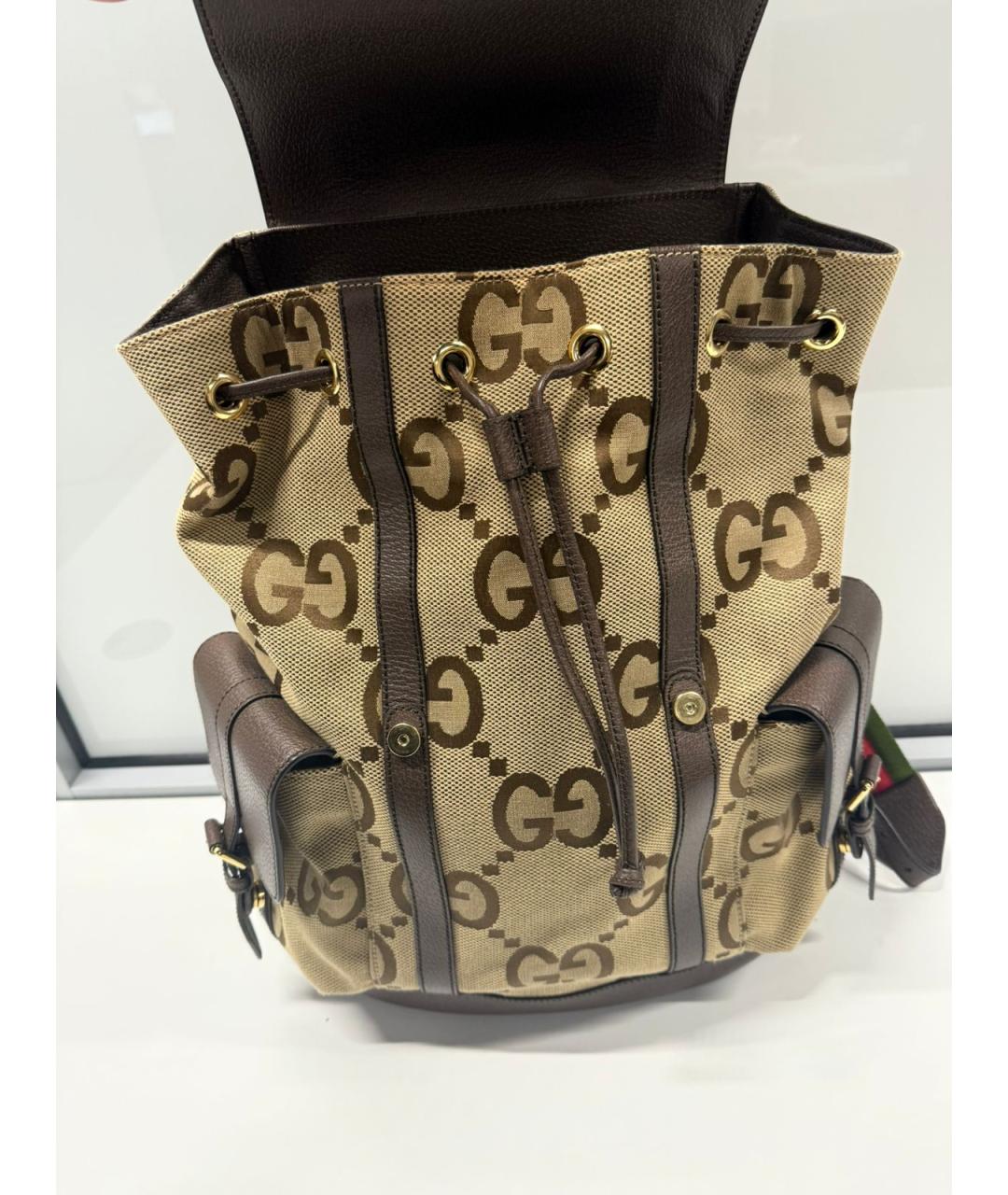 GUCCI Коричневый кожаный рюкзак, фото 4