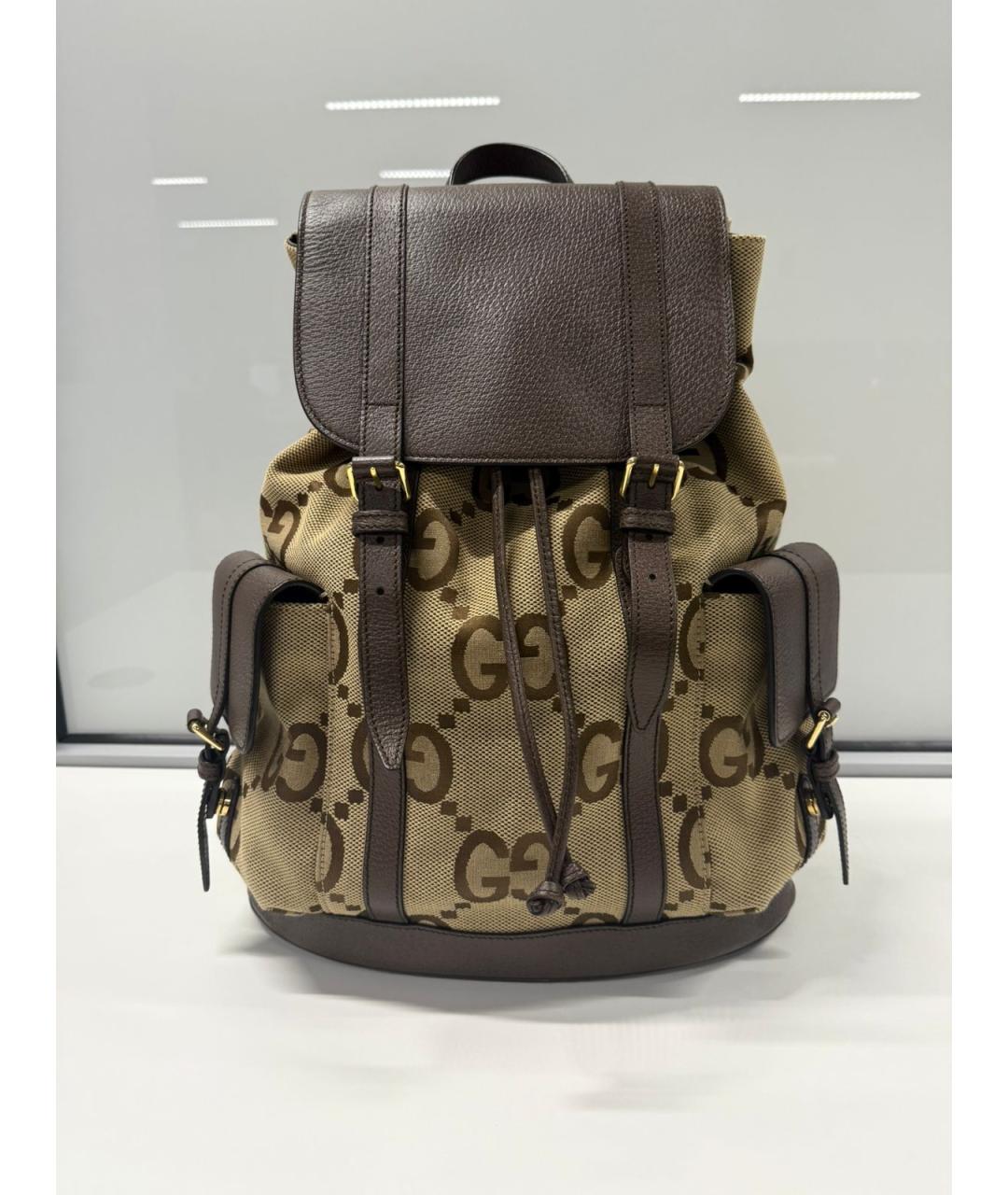 GUCCI Коричневый кожаный рюкзак, фото 7