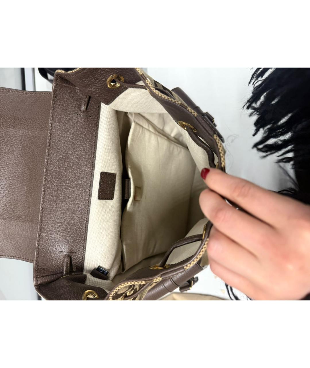 GUCCI Коричневый кожаный рюкзак, фото 5