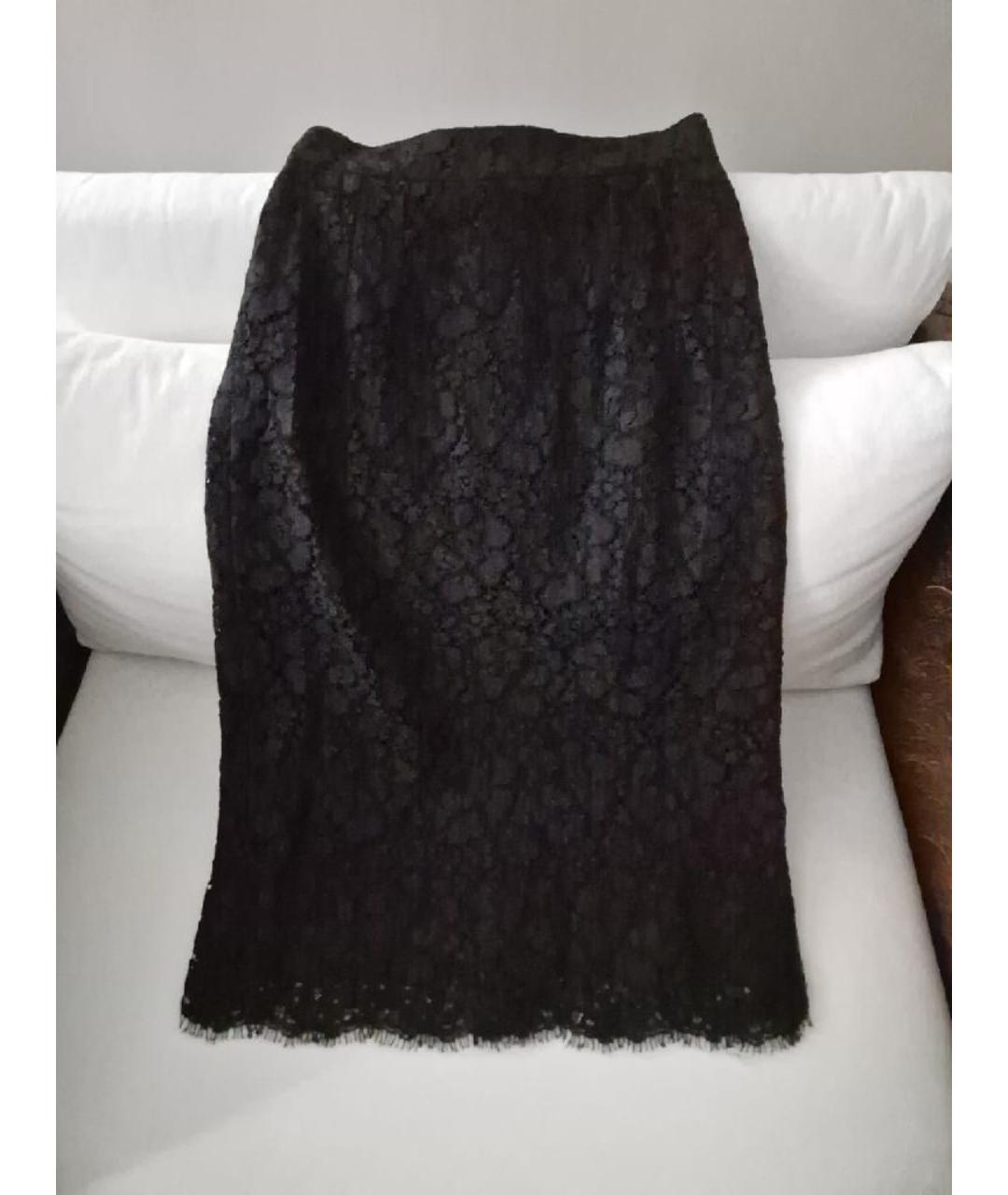 DOLCE&GABBANA Черная кружевная юбка миди, фото 6