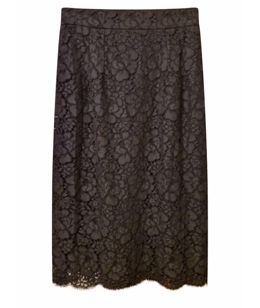 DOLCE&GABBANA Черная кружевная юбка миди, фото 1