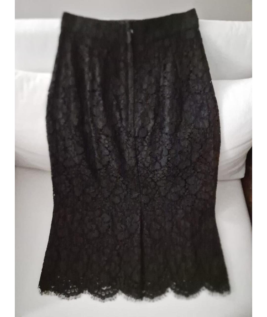 DOLCE&GABBANA Черная кружевная юбка миди, фото 8