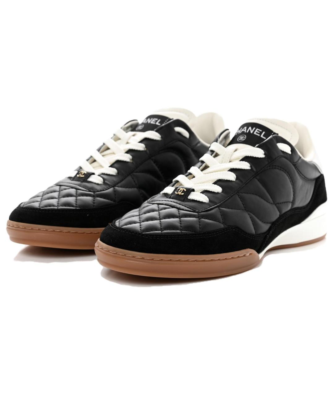 CHANEL Черные кожаные кроссовки, фото 2