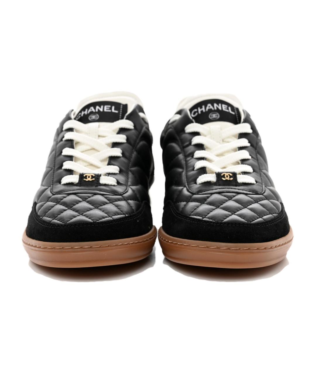 CHANEL Черные кожаные кроссовки, фото 3