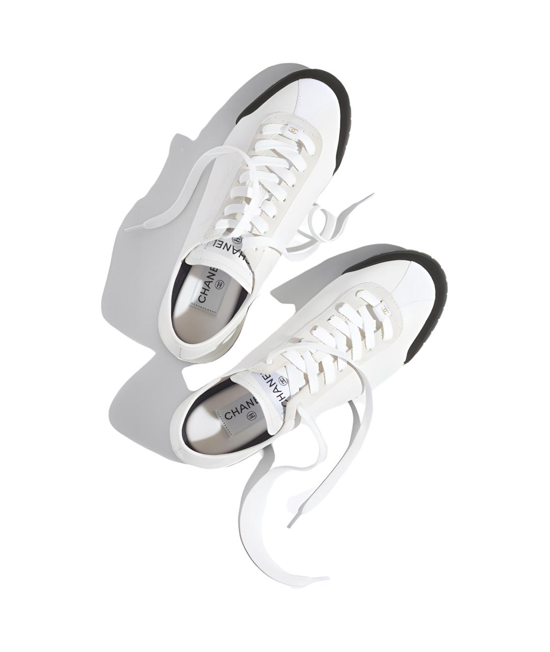 CHANEL Белые кожаные кроссовки, фото 4