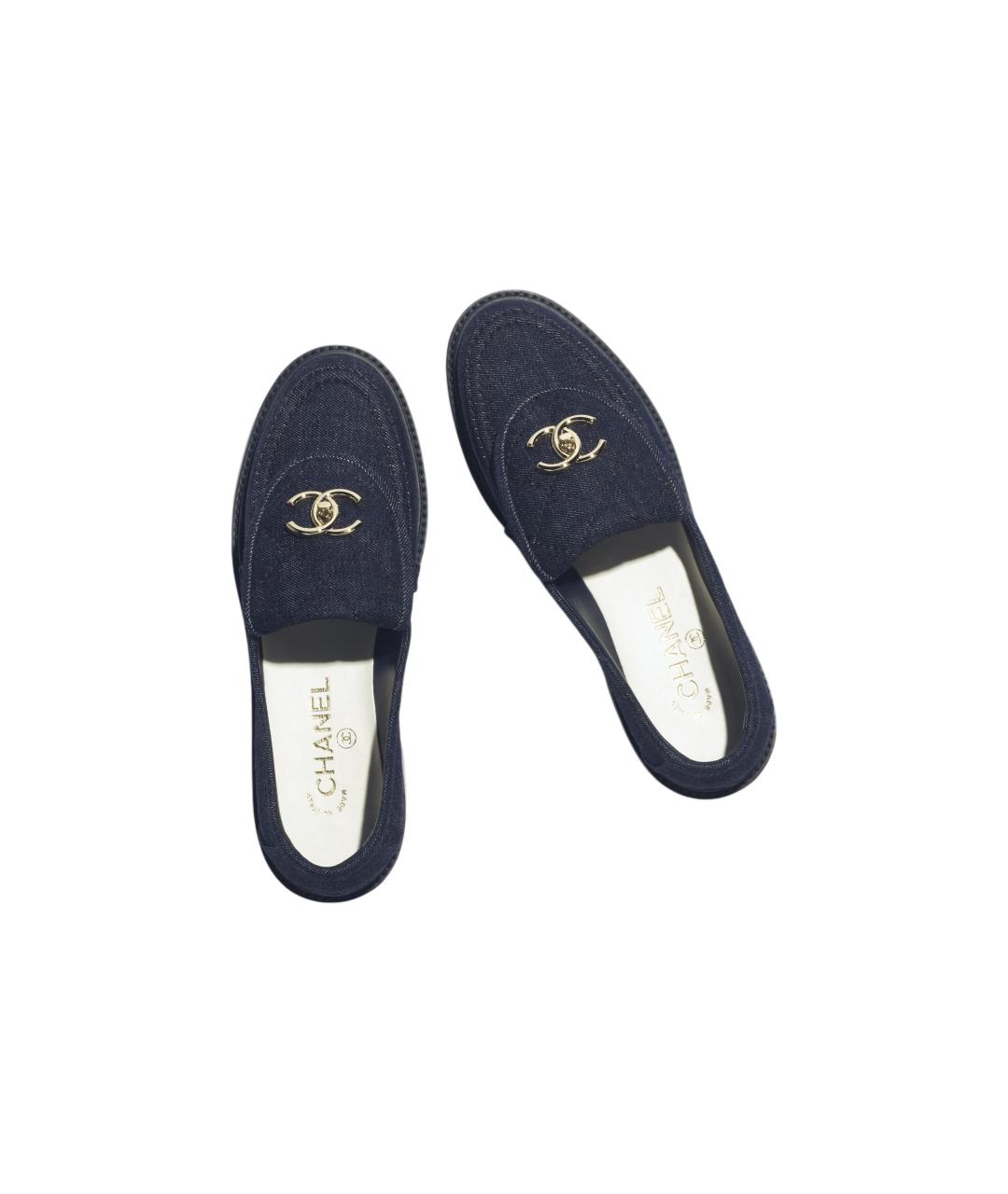 CHANEL Синие текстильные лоферы, фото 4