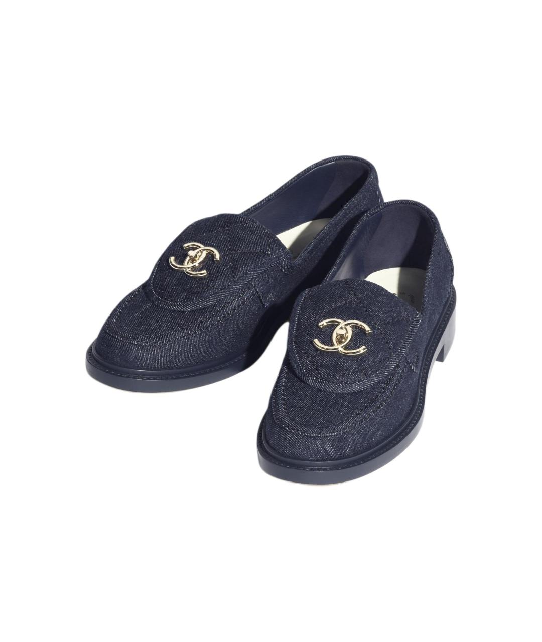 CHANEL Синие текстильные лоферы, фото 2