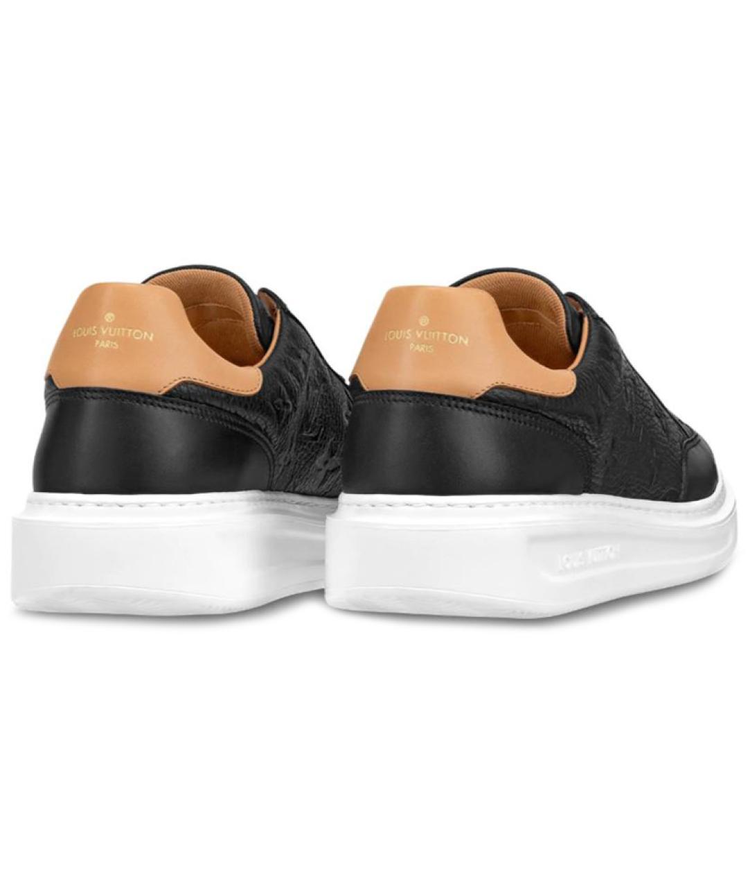LOUIS VUITTON Черные кожаные низкие кроссовки / кеды, фото 3