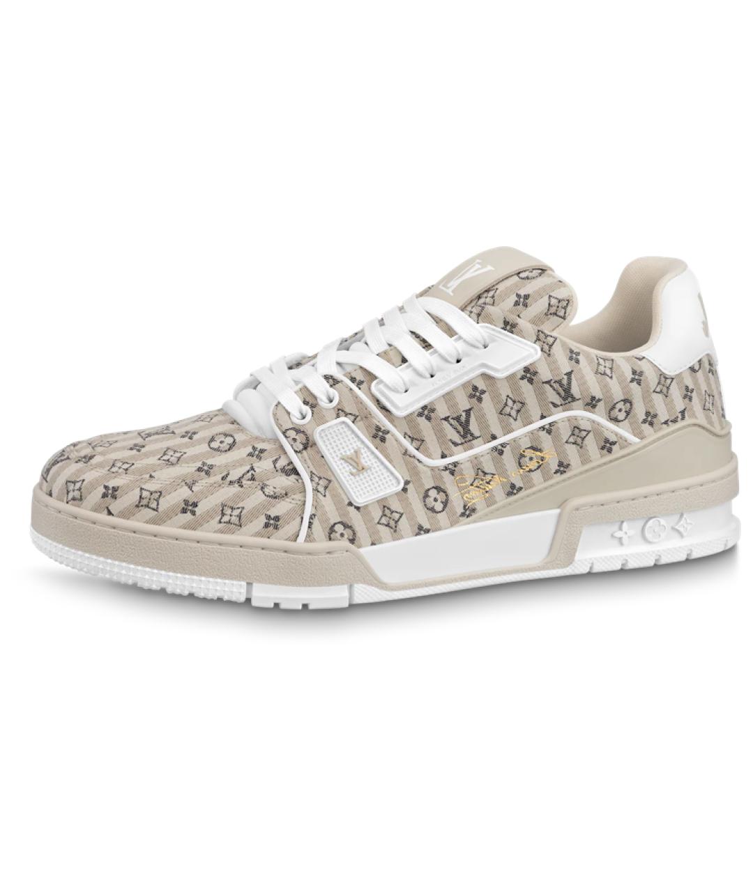 LOUIS VUITTON Бежевые текстильные кроссовки, фото 2