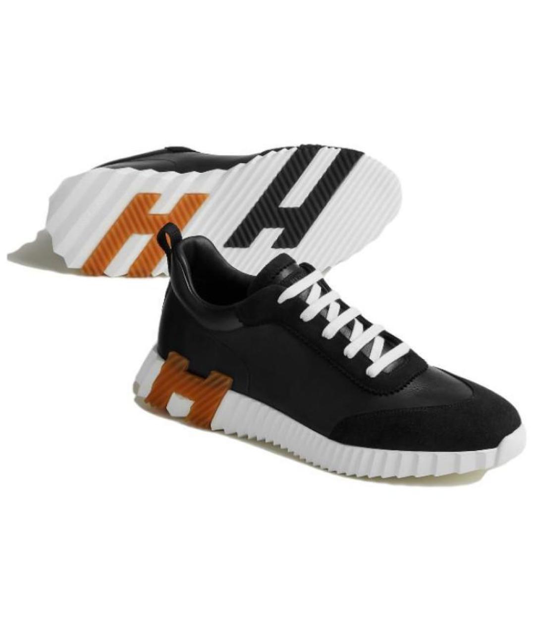 HERMES Черные кожаные низкие кроссовки / кеды, фото 5