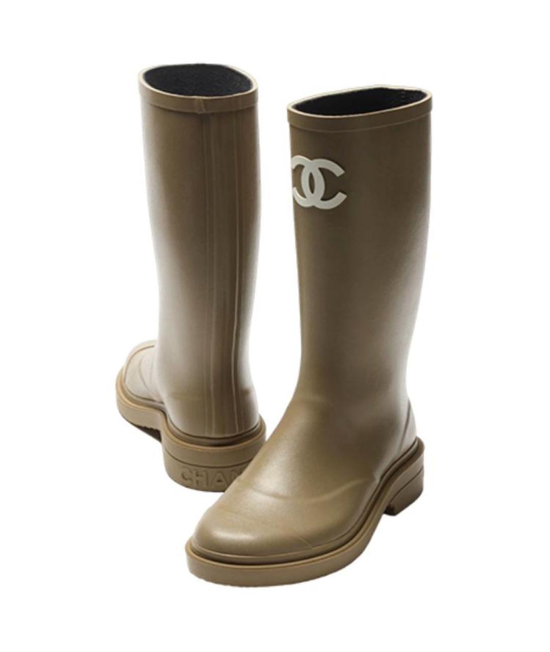 CHANEL Бежевые резиновые сапоги, фото 3