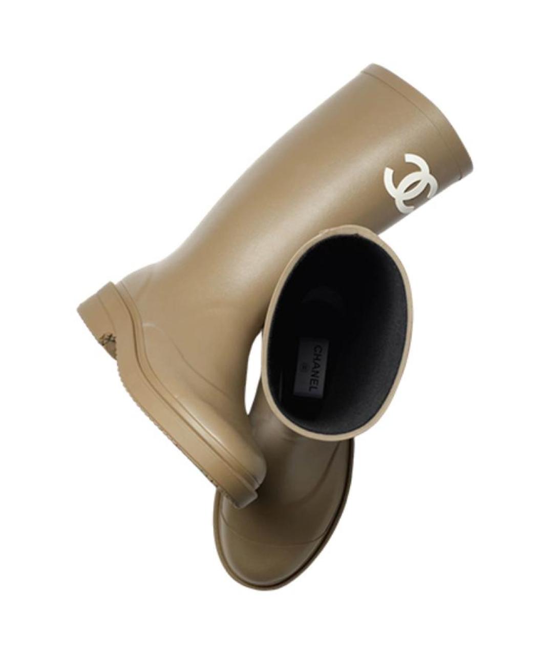 CHANEL Бежевые резиновые сапоги, фото 4