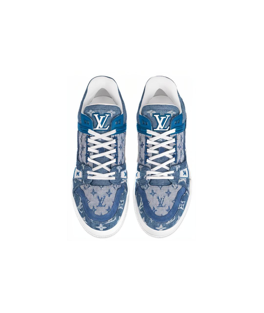 LOUIS VUITTON Голубые текстильные низкие кроссовки / кеды, фото 3