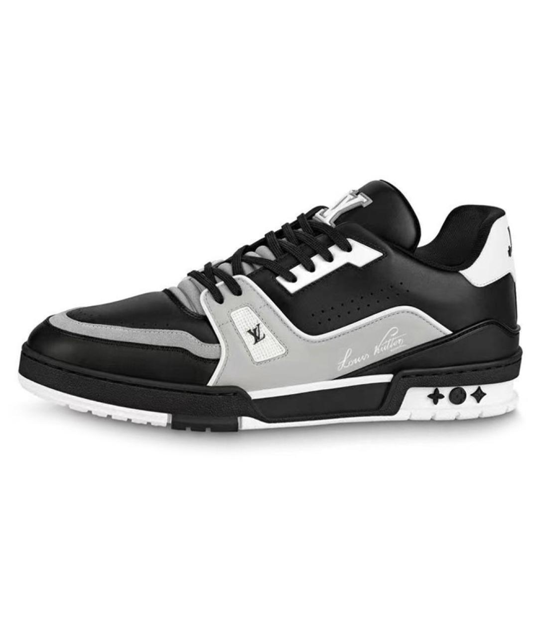 LOUIS VUITTON Черные кожаные низкие кроссовки / кеды, фото 2