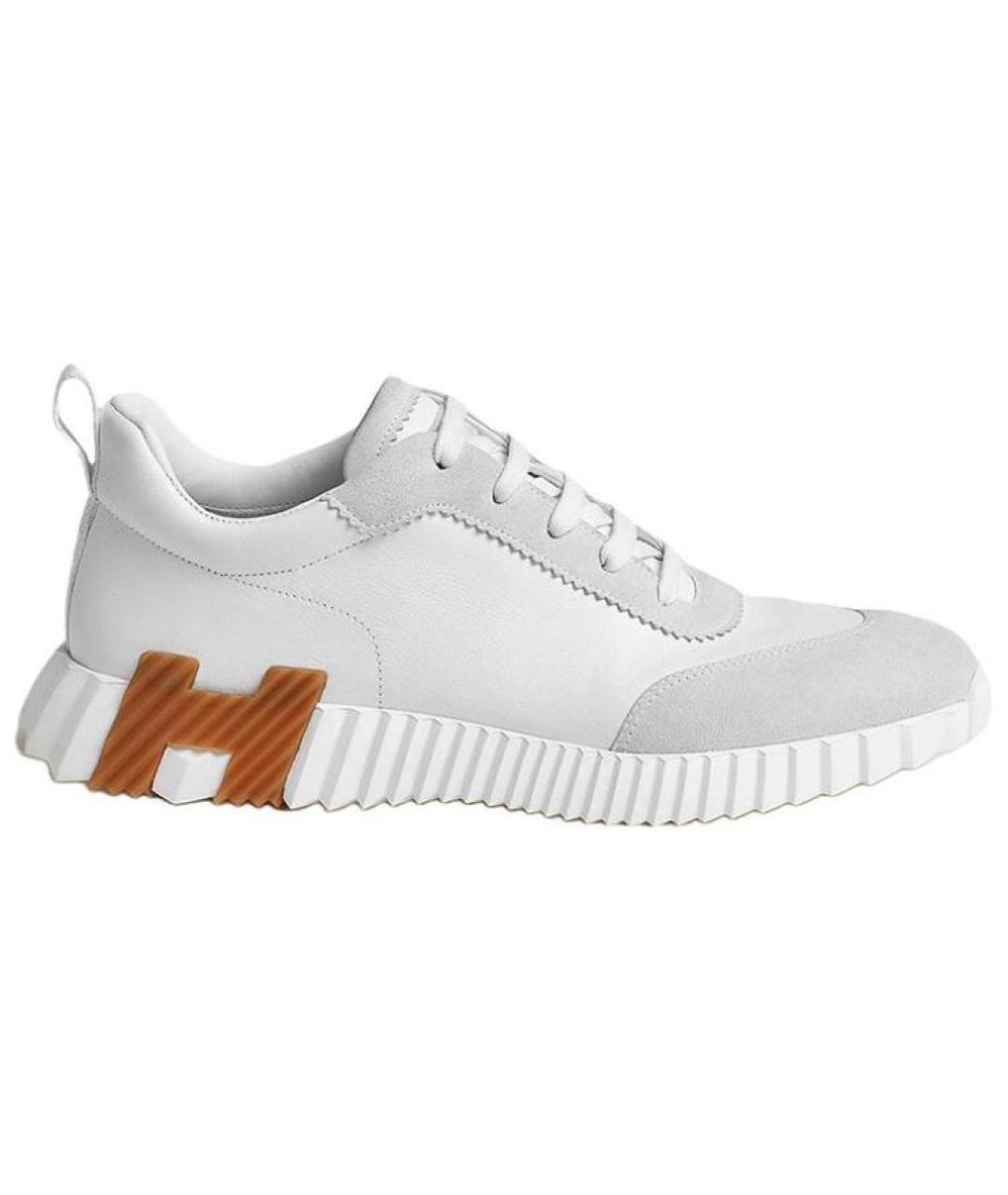 HERMES Белые кожаные кроссовки, фото 1