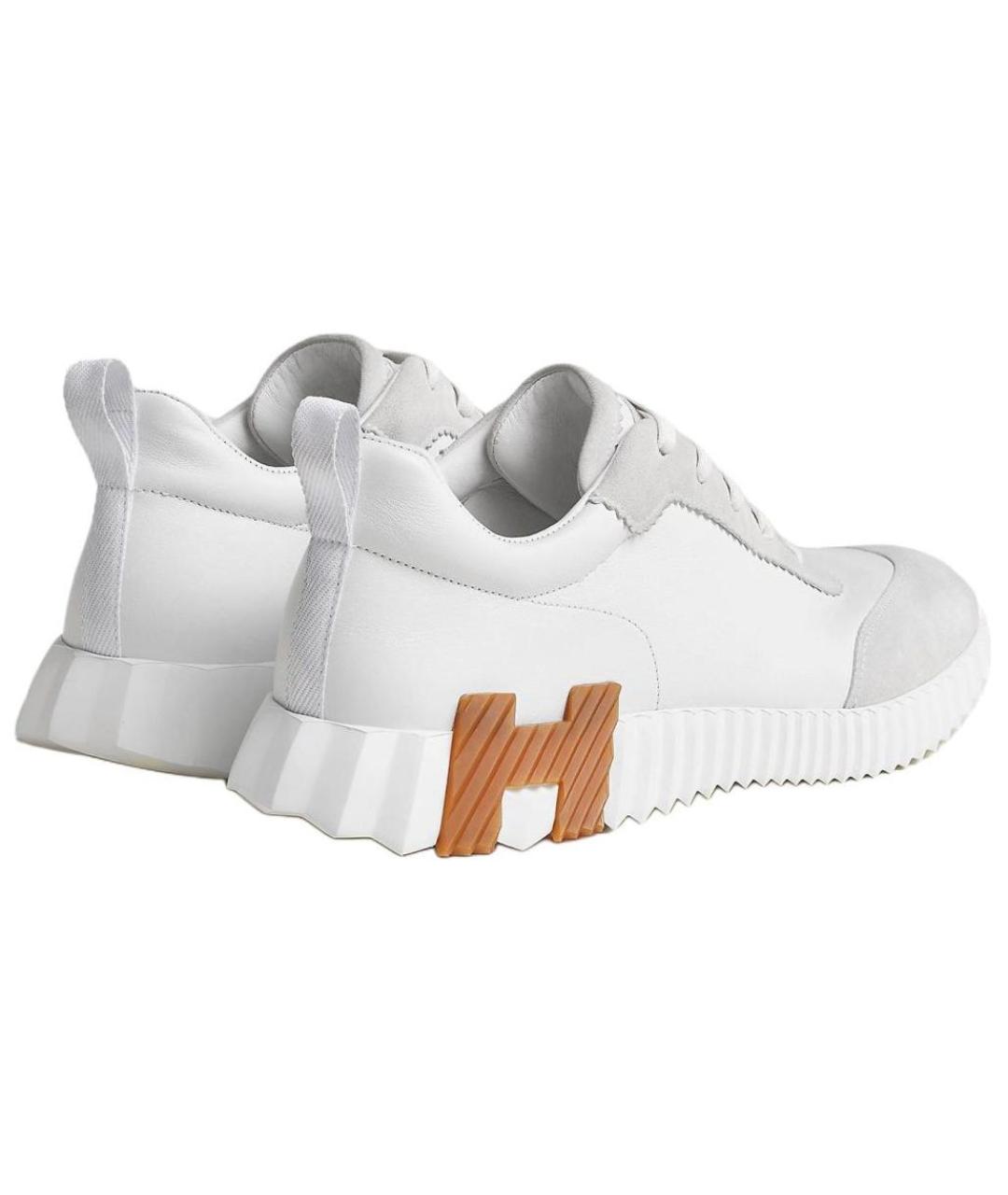 HERMES Белые кожаные кроссовки, фото 4