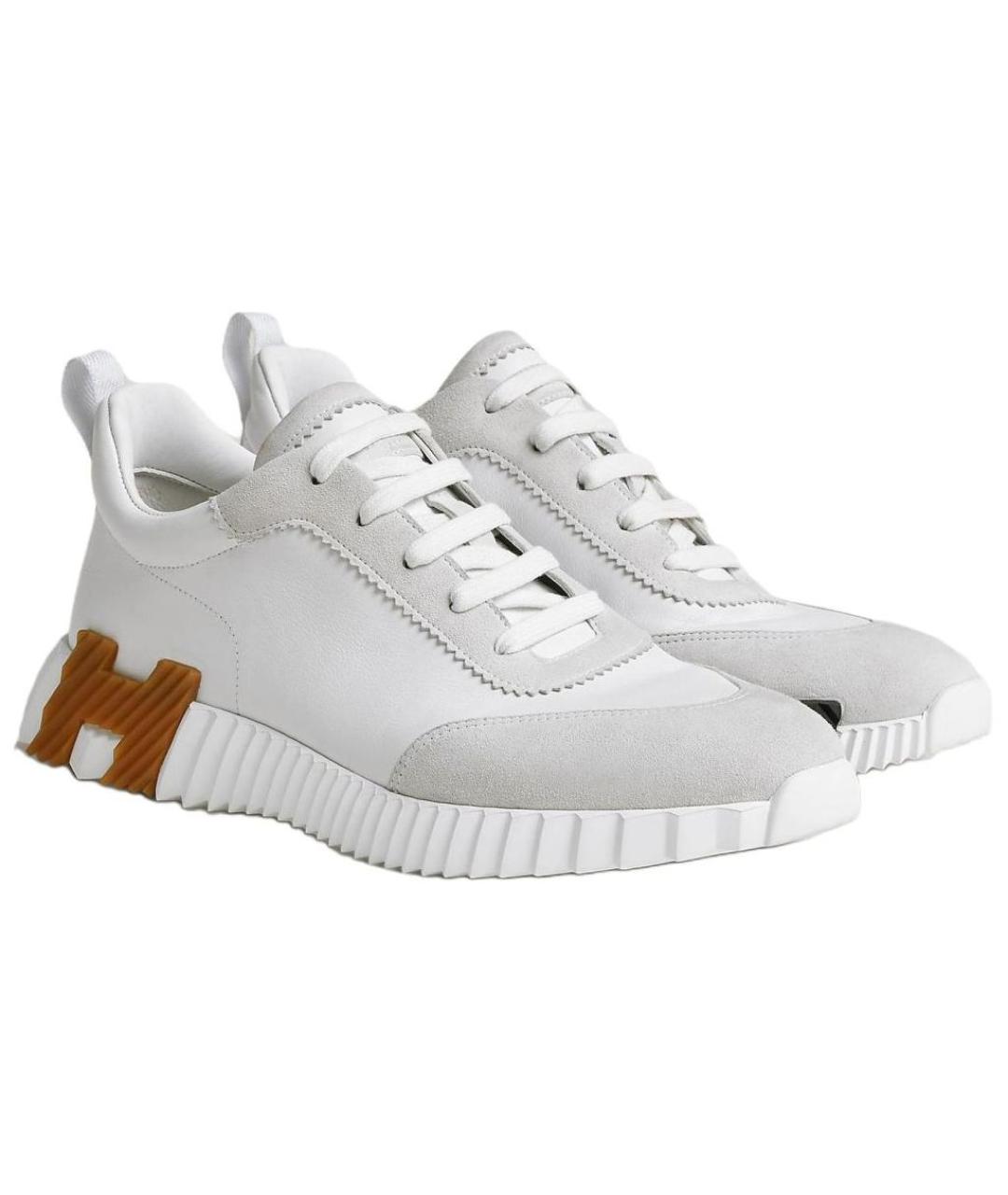 HERMES Белые кожаные кроссовки, фото 3