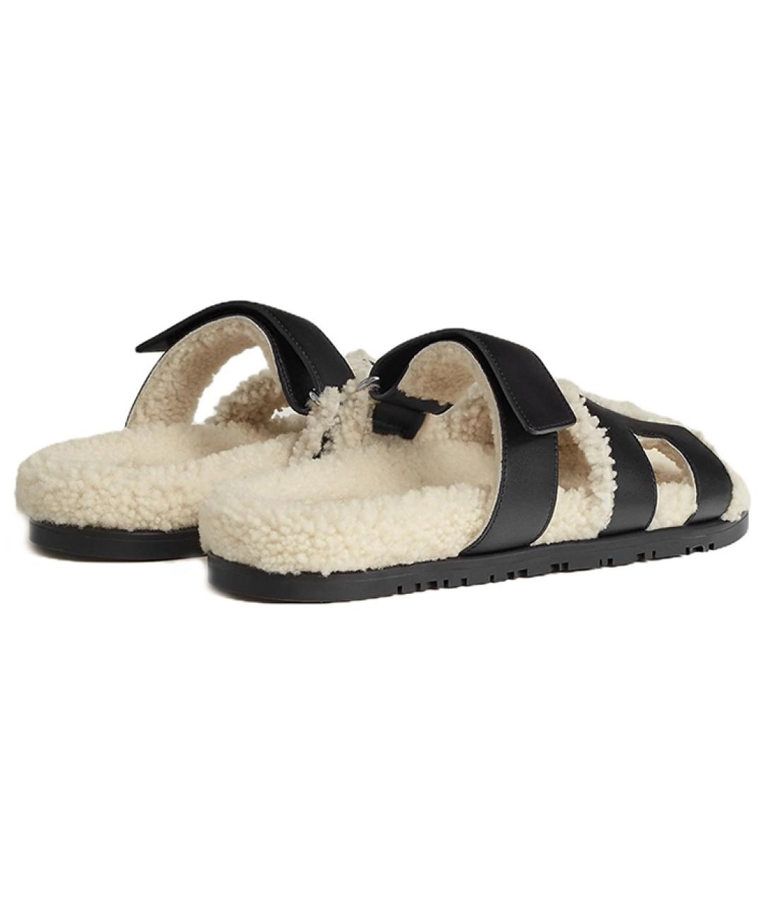 HERMES Черные кожаные сандалии, фото 3