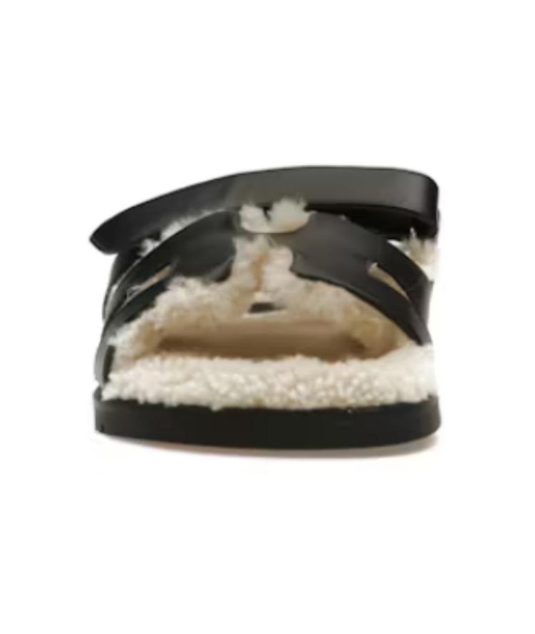 HERMES Черные кожаные сандалии, фото 4