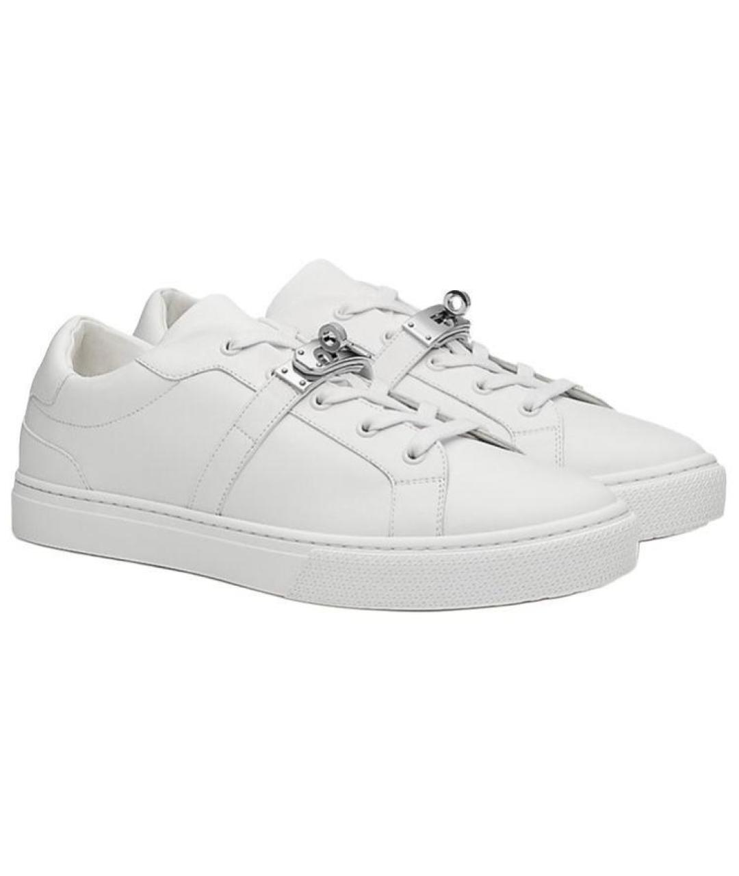 HERMES Белые кожаные низкие кроссовки / кеды, фото 3