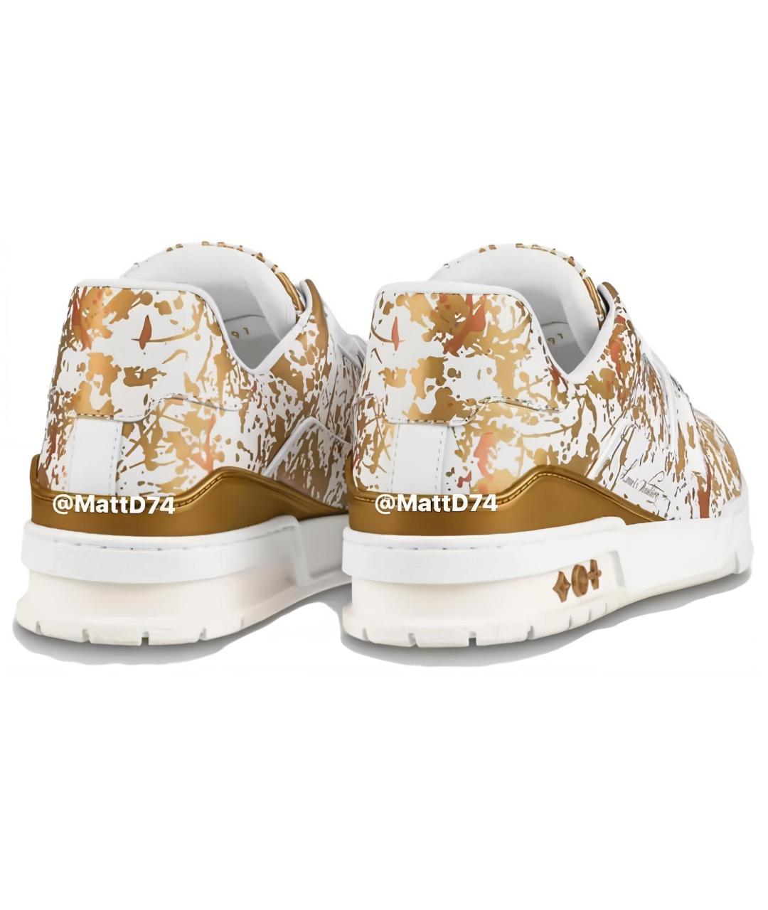 LOUIS VUITTON Золотые кожаные низкие кроссовки / кеды, фото 4