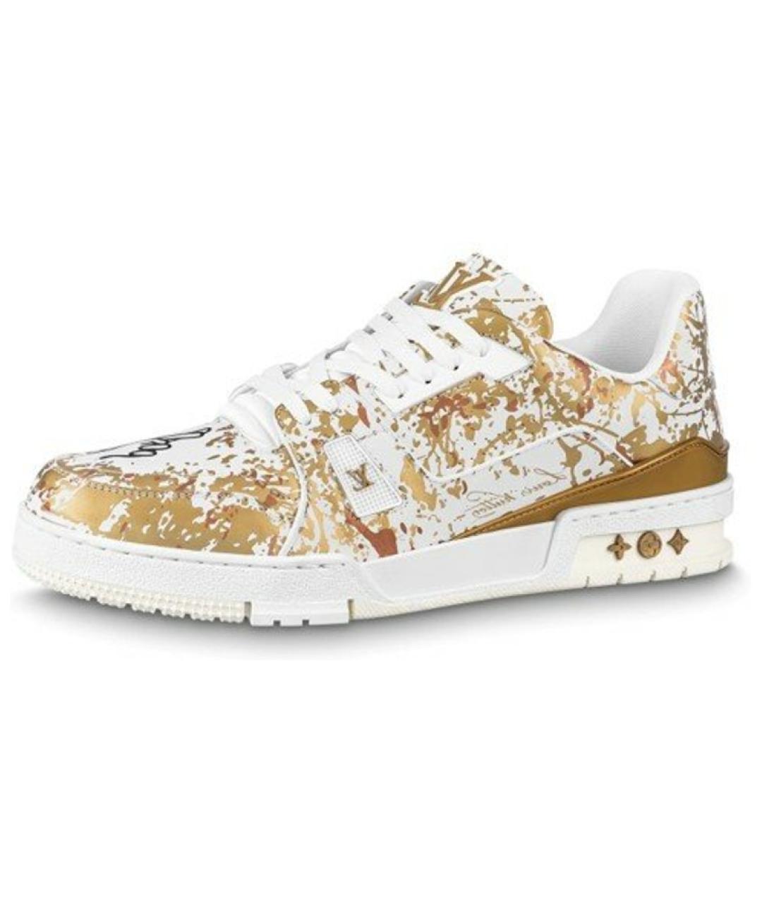 LOUIS VUITTON Золотые кожаные низкие кроссовки / кеды, фото 2