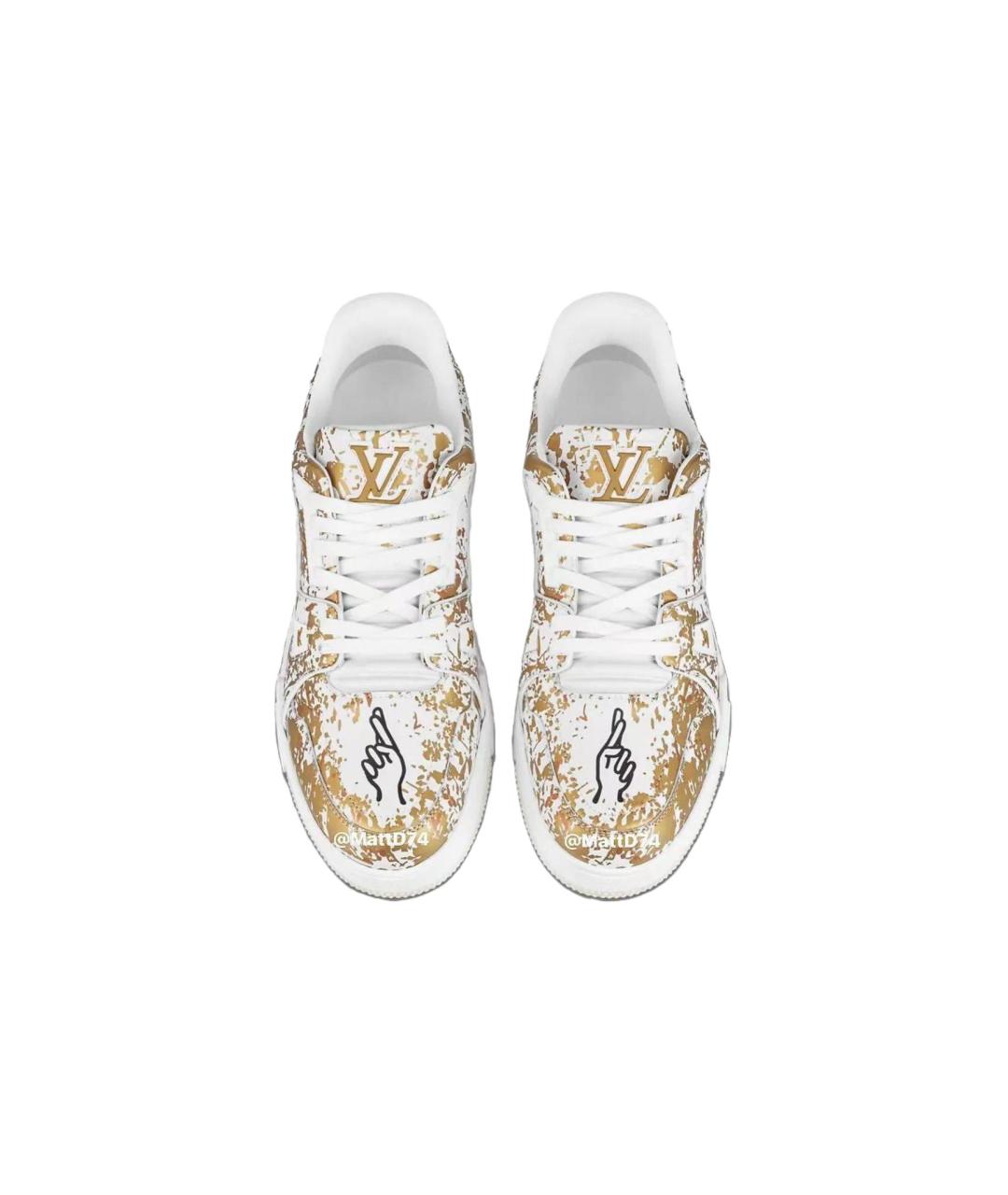 LOUIS VUITTON Золотые кожаные низкие кроссовки / кеды, фото 3